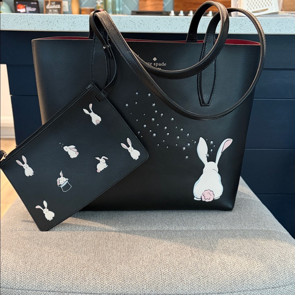 kate spade Black Bunny Tote with Matching Pouch
